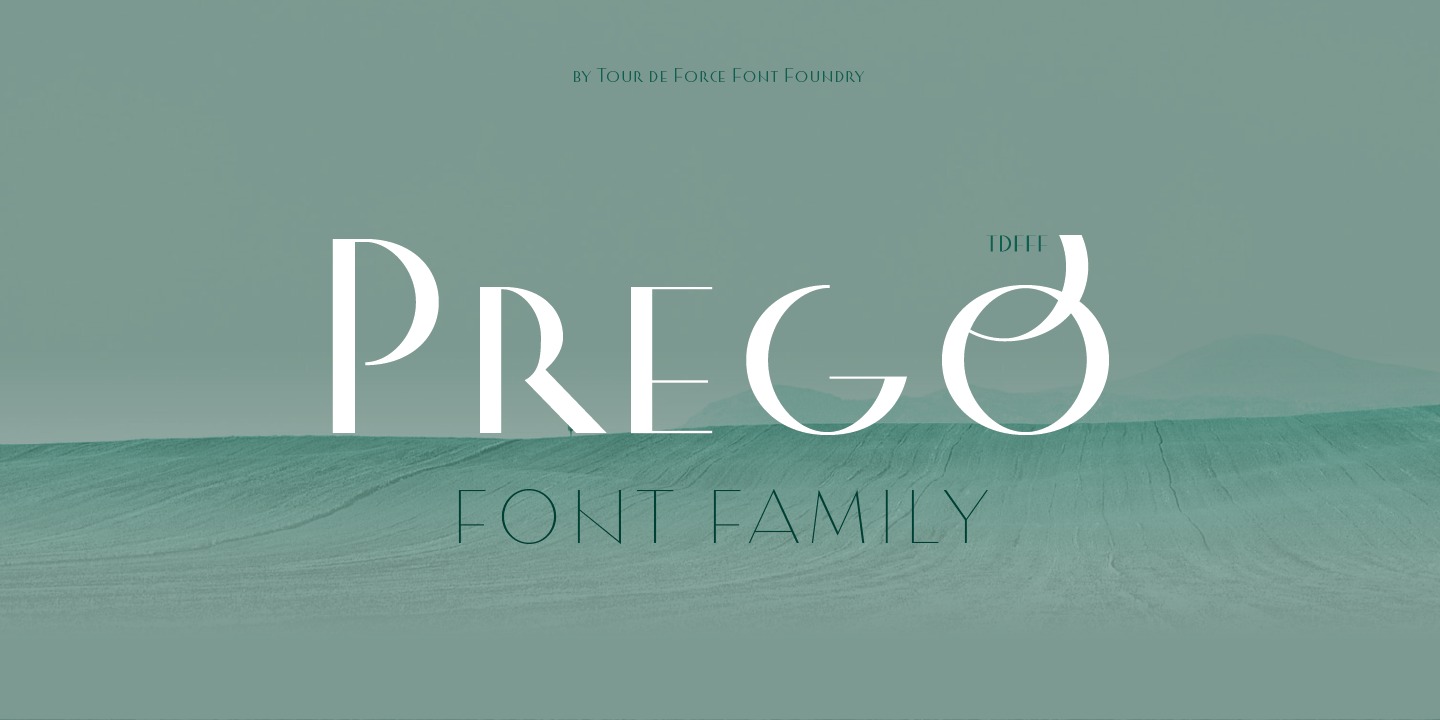 Beispiel einer Prego Regular-Schriftart